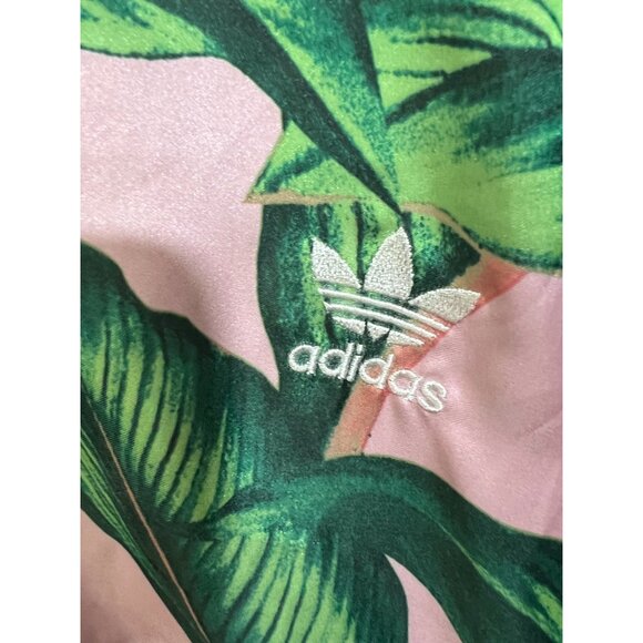 Adidas Womens Tropical Leaf Farm Rio Print Pink & Green Track Jacket Size L - Picture 3 of 10